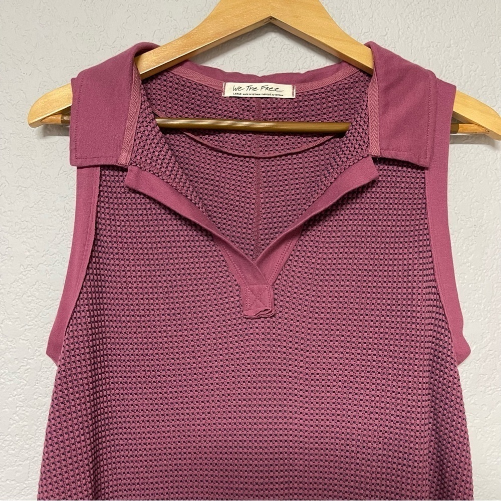 We The Free Free People Citrus Johnny Collar Tee in Ancient Seas Combo Size L - Picture 7 of 8